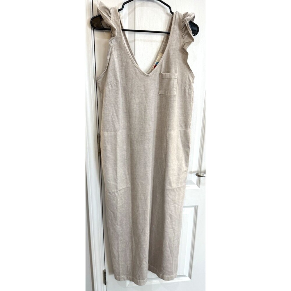 Woman’s Free People Once Upon a Sea Women's Midi T-Shirt Dress Size Small Tan